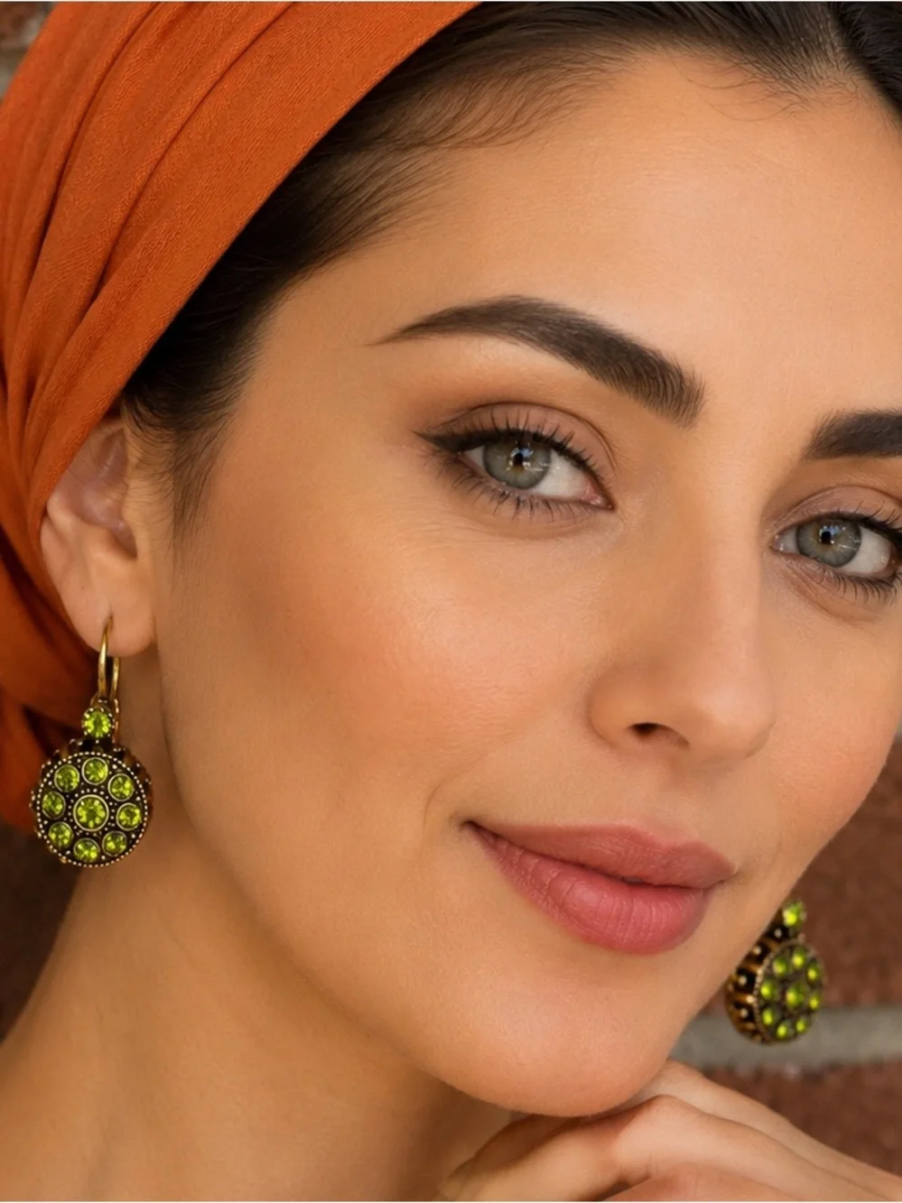 Vintage Green Crystal Drop Earrings